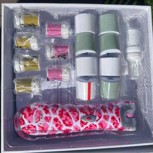 Emjoi Naily Buffing and Trimming Device Gift Set Pink Leopard Print color NIB - Picture 4 of 7